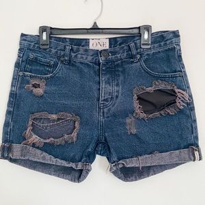One x One Teaspoon Chargers Dark Wash Shorts Size 29